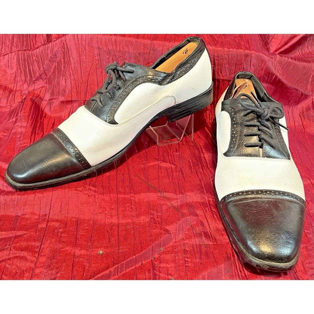 Mens Antonio Cerrelli Black/White Cap Toe Oxfords Dress Shoes sz 10.5
